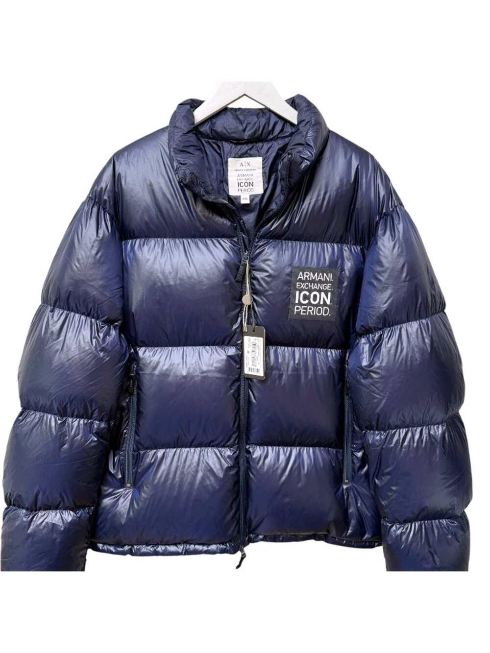 Armani Exchange A|x Icon Logo Down Puffer Jacket Mens Size XXL Navy Blue NWT